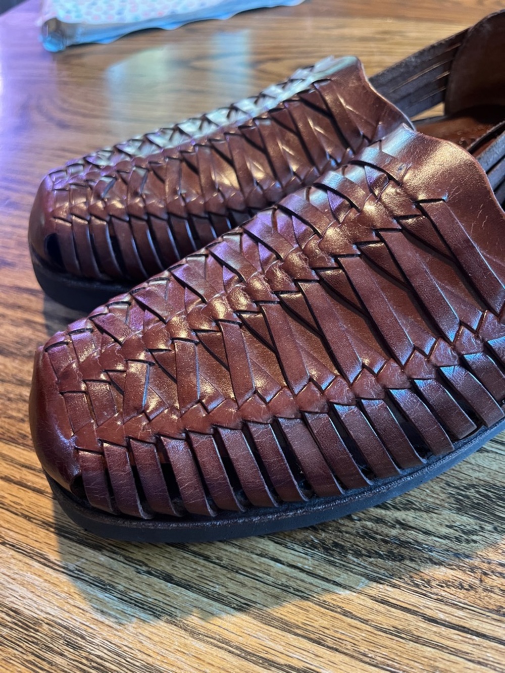 Men's Brown Woven Leather Slip-On Huarache Loafers SZ 12 - Picture 6 of 14
